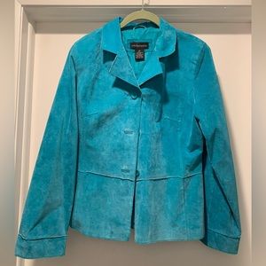 Turquoise suede jacket.
